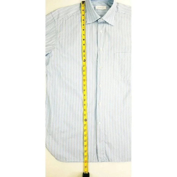 Ermenegildo Zegna Size 17/43 Men's Blue White Camel Trim Comfort Fit L/S Shirt - Picture 9 of 10